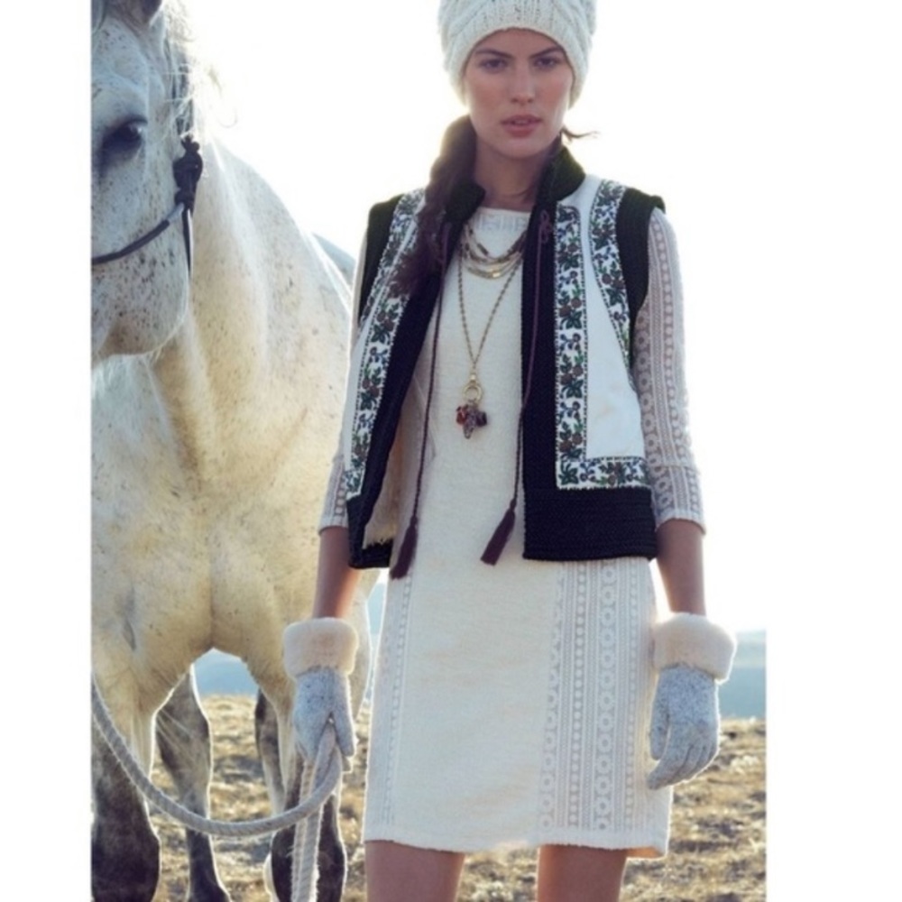 Anthropologie Cream and Black Dress